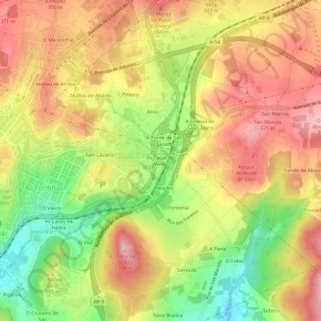 Mappa topografica As Casas do Vento, altitudine, rilievo