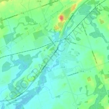 Mappa topografica Norwood, altitudine, rilievo