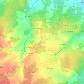 Mappa topografica Les Touches, altitudine, rilievo