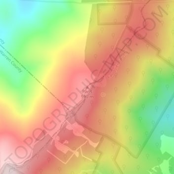 Mappa topografica Paris, altitudine, rilievo