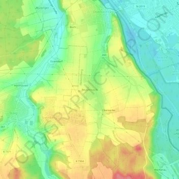 Mappa topografica Beutelreusch, altitudine, rilievo