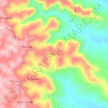 Mappa topografica El Carmen, altitudine, rilievo