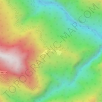 Mappa topografica Hunli, altitudine, rilievo