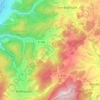 Mappa topografica Stettbach, altitudine, rilievo