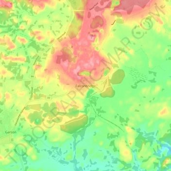 Mappa topografica Falconbridge, altitudine, rilievo