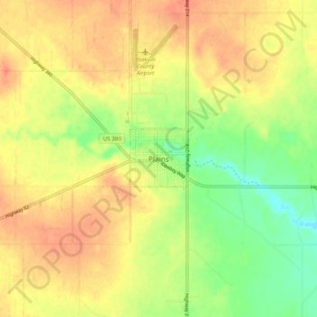 Mappa topografica Plains, altitudine, rilievo