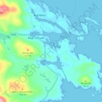 Mappa topografica Bogach, altitudine, rilievo
