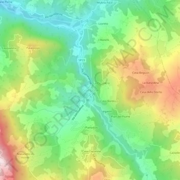 Mappa topografica Gombola, altitudine, rilievo