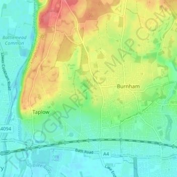 Mappa topografica Hitcham, altitudine, rilievo