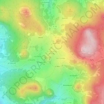 Mappa topografica Le Bourg, altitudine, rilievo