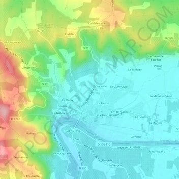 Mappa topografica La Vaure, altitudine, rilievo