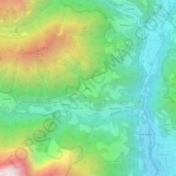 Mappa topografica Bani, altitudine, rilievo