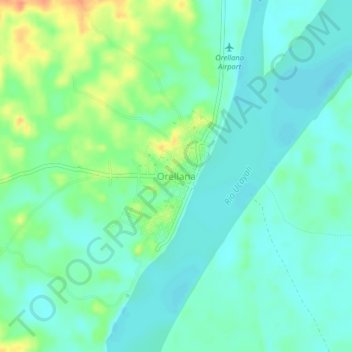 Mappa topografica Orellana, altitudine, rilievo