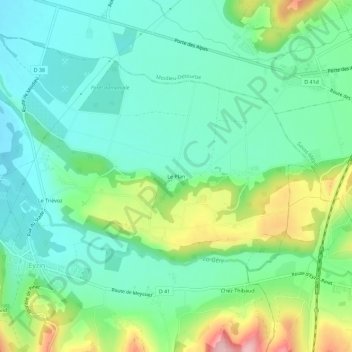 Mappa topografica Le Plan, altitudine, rilievo