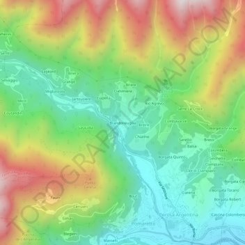 Mappa topografica Brandoneugna, altitudine, rilievo