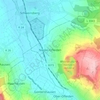 Mappa topografica Nieder-Ofleiden, altitudine, rilievo