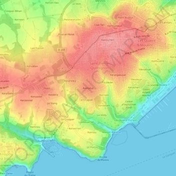 Mappa topografica Kernabat, altitudine, rilievo