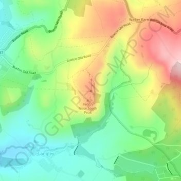 Mappa topografica Tegg's Nose, altitudine, rilievo
