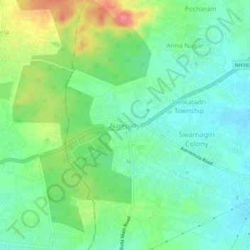 Mappa topografica Narepally, altitudine, rilievo