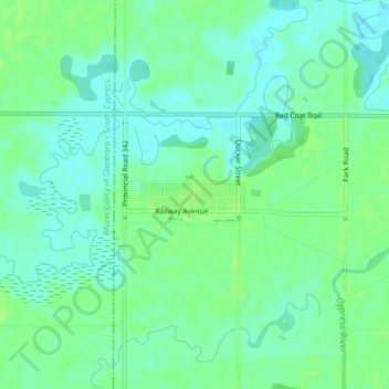 Mappa topografica Cypress River, altitudine, rilievo