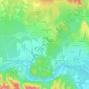 Mappa topografica la Lône, altitudine, rilievo