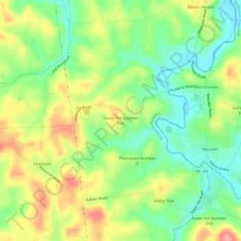 Mappa topografica Tower Hill Number Two, altitudine, rilievo