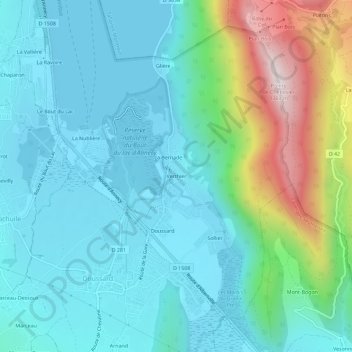 Mappa topografica Verthier, altitudine, rilievo