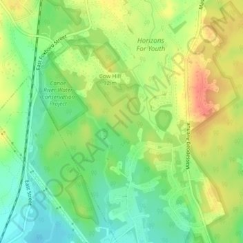 Mappa topografica King Philip Rock, altitudine, rilievo