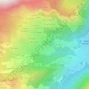 Mappa topografica Lalerieux, altitudine, rilievo