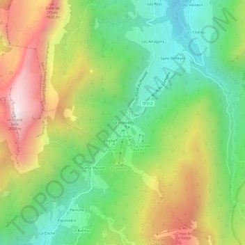 Mappa topografica Le Planolet, altitudine, rilievo
