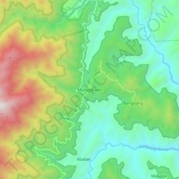 Mappa topografica Hungduan, altitudine, rilievo