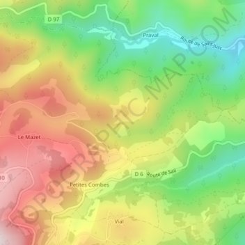 Mappa topografica Grand Parc, altitudine, rilievo