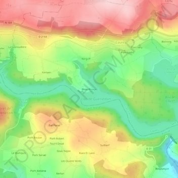 Mappa topografica Beau Rivage, altitudine, rilievo