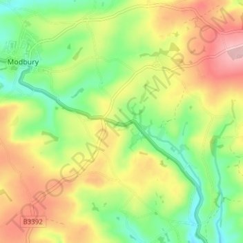 Mappa topografica Harraton, altitudine, rilievo