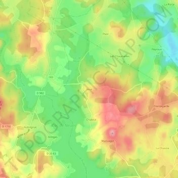 Mappa topografica Yeux, altitudine, rilievo