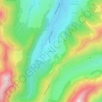 Mappa topografica La Maurinie, altitudine, rilievo