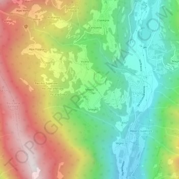 Mappa topografica Mozzio, altitudine, rilievo