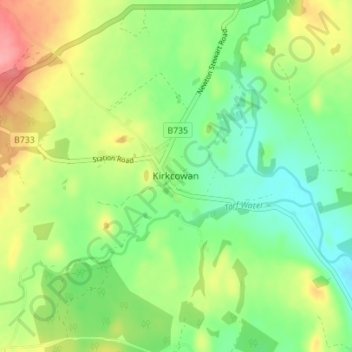 Mappa topografica Kirkcowan, altitudine, rilievo