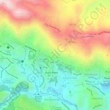 Mappa topografica Mirante do Morro São Sebastião, altitudine, rilievo