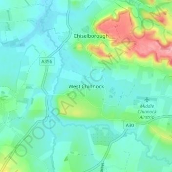 Mappa topografica West Chinnock, altitudine, rilievo