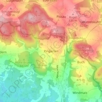 Mappa topografica Pingarten, altitudine, rilievo