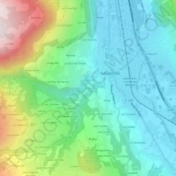Mappa topografica Le Château, altitudine, rilievo