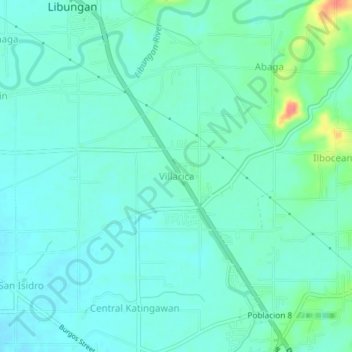 Mappa topografica Villarica, altitudine, rilievo
