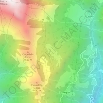 Mappa topografica Malga Gardo, altitudine, rilievo