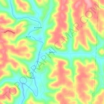 Mappa topografica Big Run, altitudine, rilievo