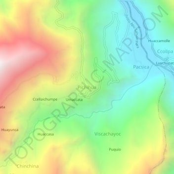 Mappa topografica Pichihua, altitudine, rilievo