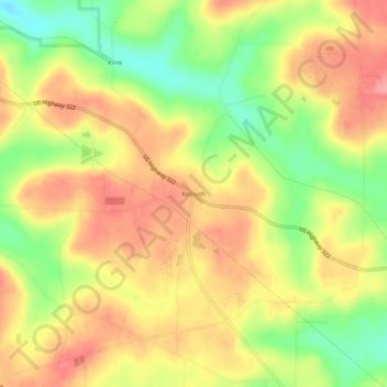 Mappa topografica Kossuth, altitudine, rilievo