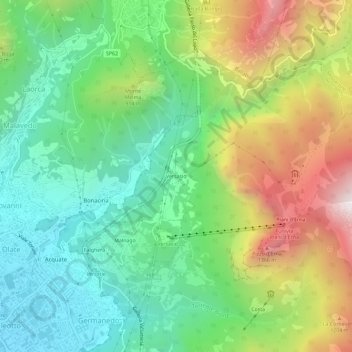 Mappa topografica Versasio, altitudine, rilievo