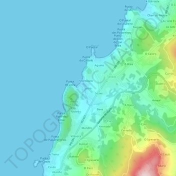 Mappa topografica Loira, altitudine, rilievo
