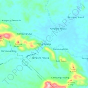 Mappa topografica Teng Bukap, altitudine, rilievo